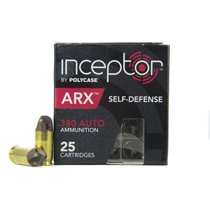 PolyCase ARX Inceptor .380 ACP 56 Grain Defensive Ammunition 25 Round Box