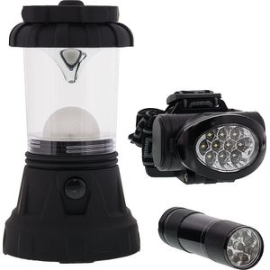 Sona Enterprises 3 Piece Camping LED Lighting Set - Includes Lantern, Headlamp, and Handheld