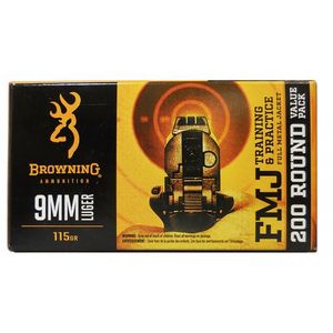 Browning FMJ 9mm Luger 115 Gr 200rds - B191800096