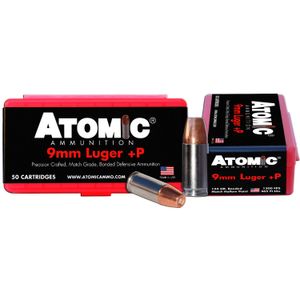 Atomic 00409 Pistol  9mm Luger +P 124 gr Bonded Match Hollow Point 50 Bx/ 10 Cs