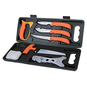 Outdoor Edge WP2 Wild-Pak  Multiple Stainless Steel Skinner w/Gut Hook/Saw/Caper Orange Rubber Handle, Hard Carry Case