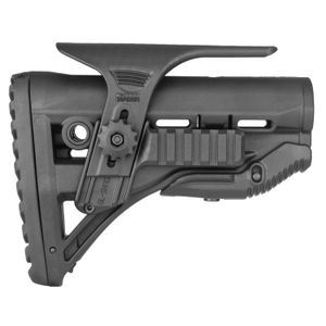 FAB DefenseGL-Shock AR15/M4 Rifle Buttstock with Adjustable Cheek-Rest and Dual Picatinny Rail Polymer Black