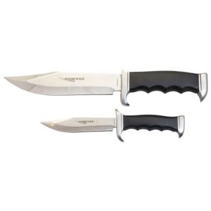 Humvee Accessories HMVBC02BK Bowie Knife Combo Set 2 Stainless Steel Fixed Black Pakawood