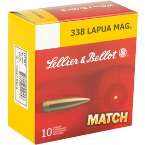 S&B Match Ammunition .338 Lapua Magnum Boat Tail Hollow Point 300 Grain 10 Round Box