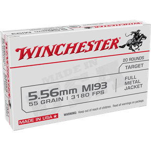 Winchester WM193 5.56mm Ammo 55gr FMJ 20rds