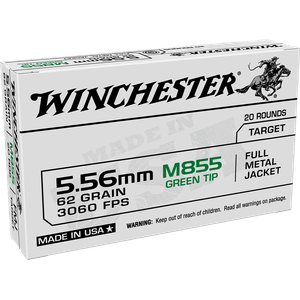 Winchester USA855K M855 Green Tip 5.56mm 62 Grain 3060 FPS