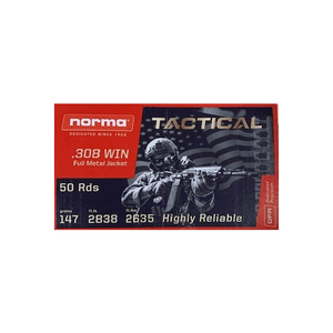 Norma .308 Win Tactical 147Gr FMJ 50rd Box
