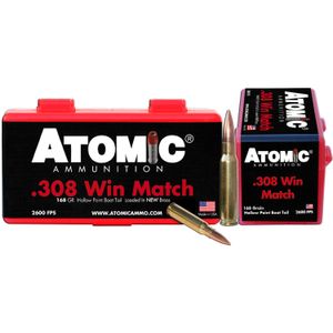 Atomic 00426 Rifle  308 Win 168 gr Hollow Point Boat Tail (HPBT) 50 Bx/ 10 Cs
