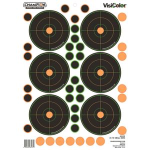Champion Targets 46133 VisiColor  Self-Adhesive Paper Bullseye Multi Color 5 Pack