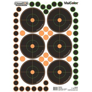 Champion Targets 46135 VisiColor  Self-Adhesive Paper Bullseye Multi Color 5 Pack