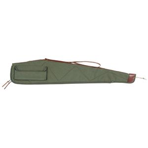 Bob Allen 14537 Canvas Rifle Case 44" Green Canvas with Quilted Flannel Lining, Leather Sling & Self-Repairing Nylon Zipper