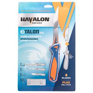 Havalon XTC-TF Talon Fish 3.50",5",7" Clip Point Part Serrated Stainless Steel Blade Blue/Orange Polymer Handle