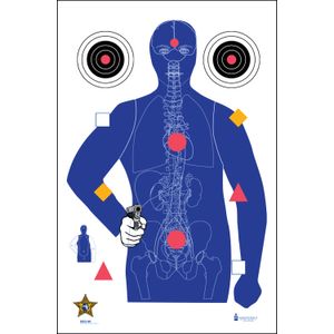 Action Target SSO99100 SSO-99 Sarasota Sheriff's Office Silhouette/Vitals Hanging Paper Target 23" x 35" 100 Per Box
