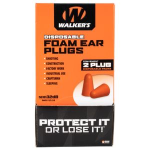 Walkers GWP-FOAMPLUG Foam Ear Plugs Counter Display 32 dB Orange 100 Pair (200 Count)