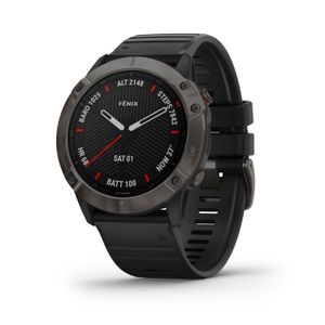 Garmin 0100215710 fenix 6 Sapphire Watch Carbon Gray DLC w/Black Band iPhone/Android