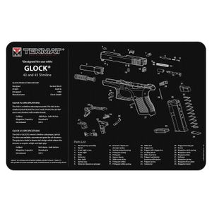 TekMat TEKR20GLOCK4243 Ultra Premium Cleaning Mat  featuring Glock 42, 43 Parts Diagram 15" x 20"