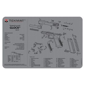 TekMat TEKR20GLOCKG4GY Ultra Premium Cleaning Mat  featuring Glock Gen4 Parts Diagram 15" x 20" Gray