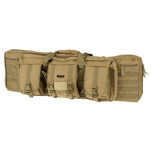 Rukx Gear ATICT42DBT Tactical Double Gun 42" Water Resistant Tan 600D Polyester with Non-Rust Zippers Holds up to 2 Rifles