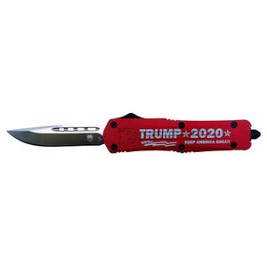 CobraTec Knives MTRPFS3DNS FS-3 Trump 2020 3" OTF Drop Point Plain D2 Steel Blade/ Red Aluminum Handle