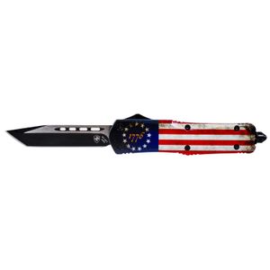 Templar Knife LBRF231 Betsy Ross Flag Gen II Large 3.50" OTF Tanto Plain Black 440C SS Blade Betsy Ross Flag Zinc Aluminum Alloy Handle