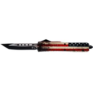 Templar Knife MWUS231 Wood US Flag Gen II Slim 3.50" OTF Tanto Plain Black 440C SS Blade Painted Wood Grain US Flag Zinc Aluminum Alloy Handle