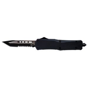 Templar Knife SBR431 Black Rubber Gen II Small 2.25" OTF Dagger Part Serrated Black 440C SS Blade Black Rubber Coated Aluminum Handle