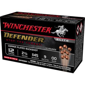 Winchester Ammo SB1200PD Defender Copper 12 Gauge 2.75" 9 Pellets 00 Buck Shot 10 Bx/ 10 Cs