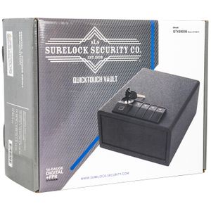 Surelock Security 3418947 QuickTouch 200 Digital Keypad/Biometric/Key Entry Matte Black Steel Holds 1 Handgun 5.12"H x 9.88"W x 11.42"D