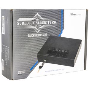 Surelock Security 3418944 QuickTouch 100 Digital Keypad/Key Entry Matte Black Steel Holds 1 Handgun 2.56"H x 9.06"W x11.81"D
