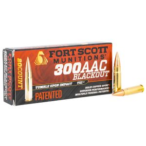 Fort Scott Munitions 300-115-SCV TUI  300 Blackout 115 gr Solid Copper Spun 20 Bx/ 25 Cs