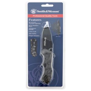 Smith & Wesson Knives SWBLOP3CP Smith & Wesson Black Ops 3.40" Folding Tanto Plain 4034 Stainless Steel Blade Aluminum Handle