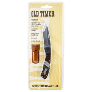 Old Timer 28OTCP Old Timer Mountain Beaver Jr. 2.50" Folding Drop Point Plain 9Cr18MoV SS Blade Rosewood/Ebony Wood Handle