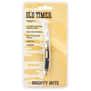 Old Timer 18OTCP Old Timer Mitey Mite 2" Folding Clip Point Plain 7Cr17MoV High Carbon SS Blade Sawcut Handles With Nickel Silver Bolsters Handle