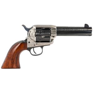 Taylors & Company 709AWE 1873 Cattleman 45 Colt (LC) 6rd 4.75" Coin Finish Coin Finish Photo Engraved Smooth Walnut Grip