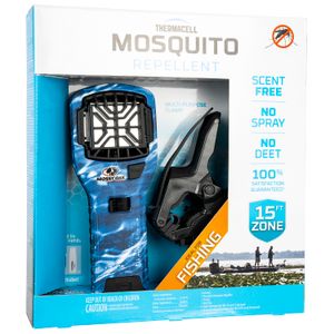 Thermacell MR300MO MR300 Portable Repeller Fishing Bundle Mossy Oak Blue Marlin Effective 15 ft Odorless Repellent Effective Up to 12 hrs