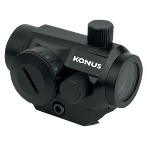 Konus 7215 Nuclear  Matte Black 1x 22mm 3 MOA Dual Illuminated Dot Reticle Features QR Dual Mounting System