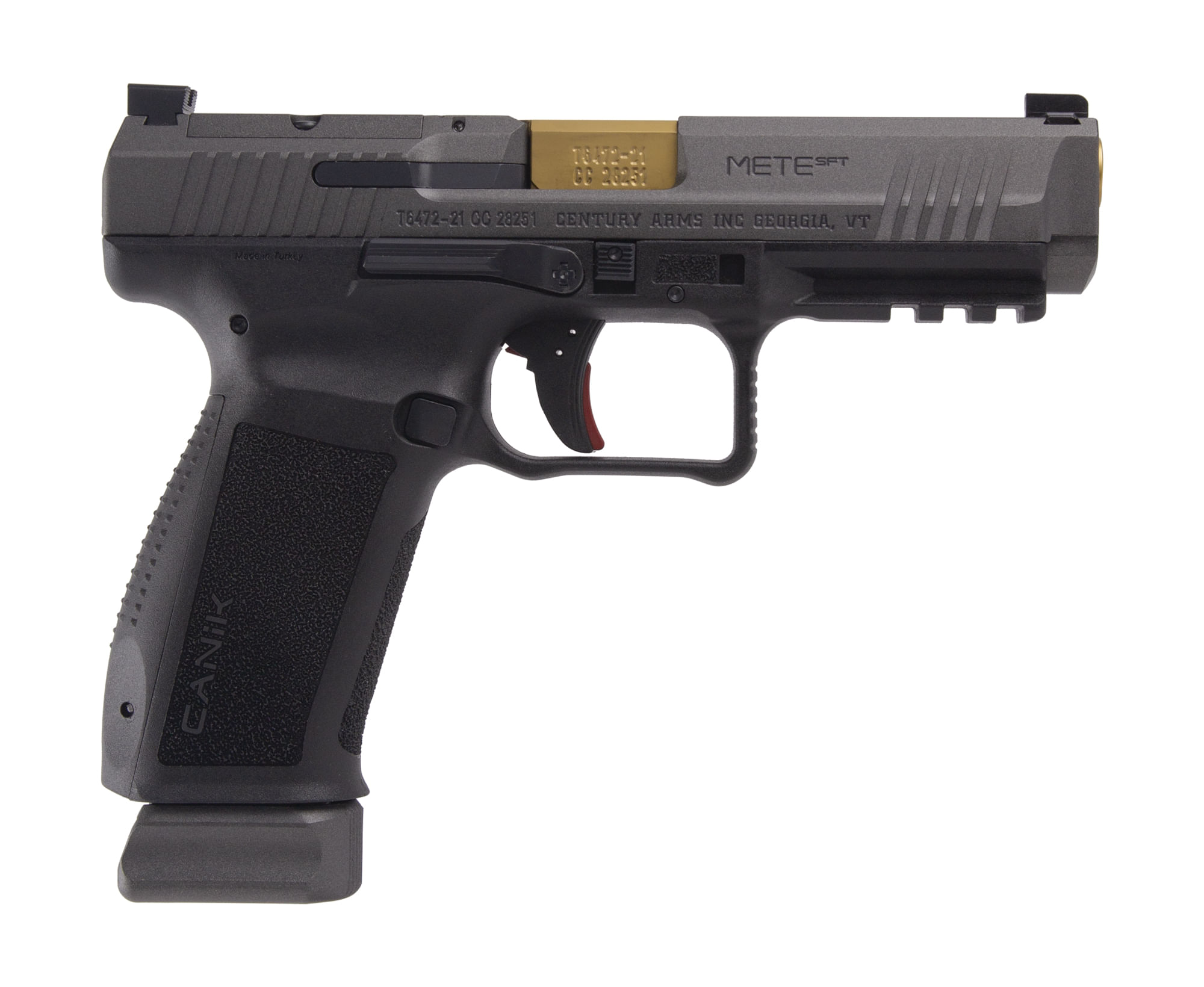 Canik METE SFT 9mm Optic Ready Pistol Black/Tungsten 4.46" Gold Barrel 18+1