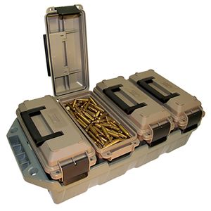 MTM Case-Gard AC4C 4-Can Ammo  Crate 30 Cal Rifle Dark Earth/Army Green Polypropylene 5" x 11.3" x 7.2" 15 lbs